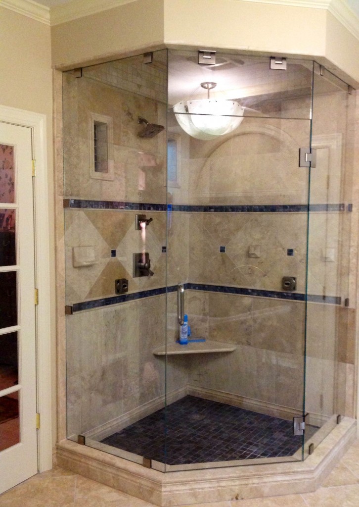 Custom Frameless Neo Angle Steam Shower Enclosure using 3/8" Starphire Glass Raleigh NC